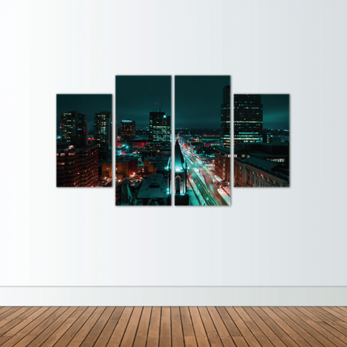 Tablou canvas 4 piese - Luminile orasului [2]
