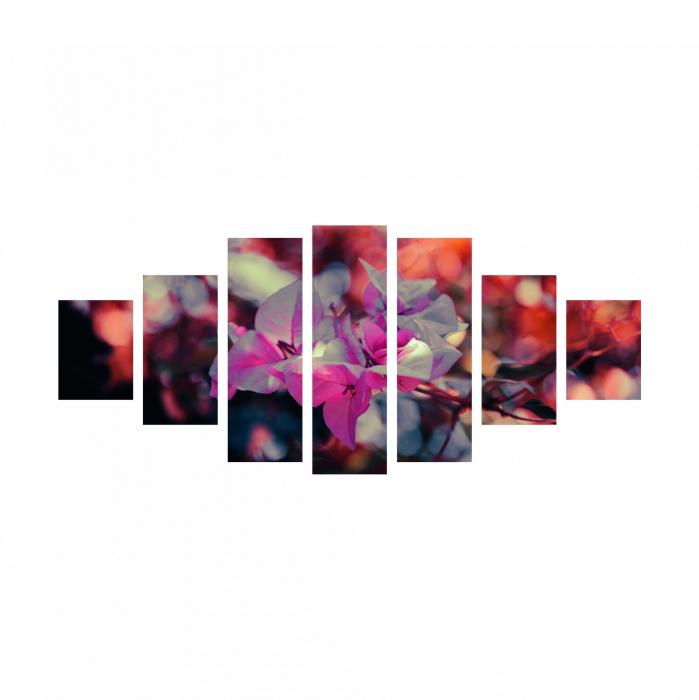 Tablou canvas 7 piese - Frunza roz [2]