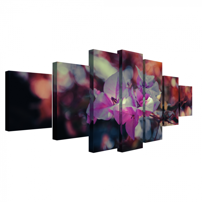 Tablou canvas 7 piese - Frunza roz [4]