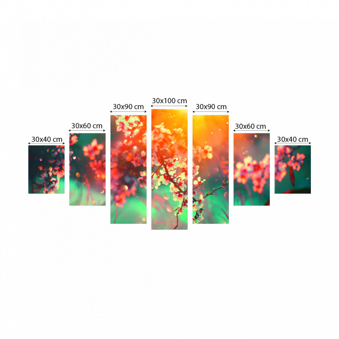 Tablou canvas 7 piese - Floare de cires [3]