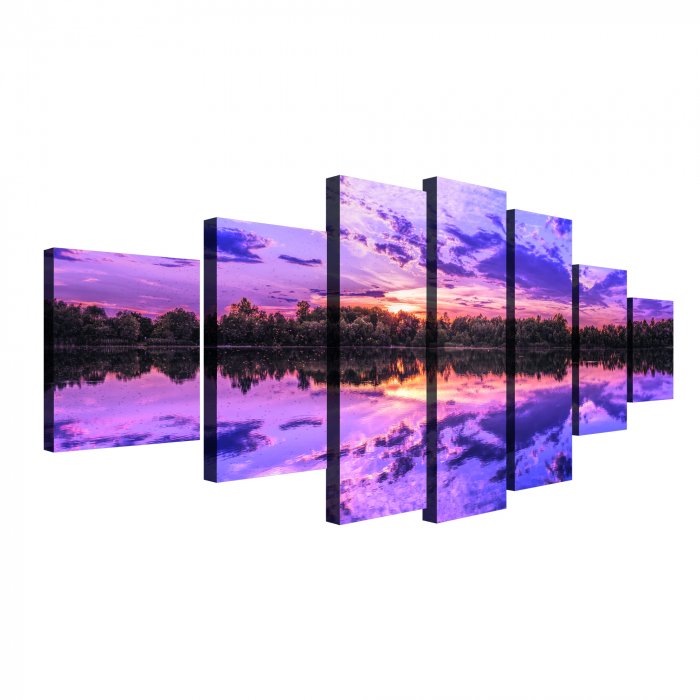 Tablou canvas 7 piese - Peisaj violet [4]