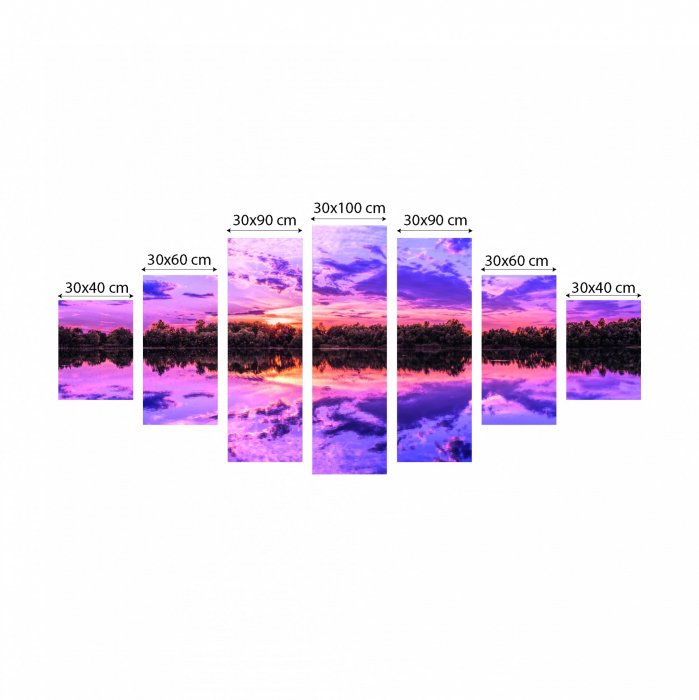 Tablou canvas 7 piese - Peisaj violet [3]