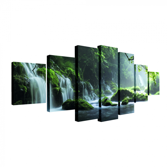 Tablou canvas 7 piese - Cascada in adancul padurii [4]