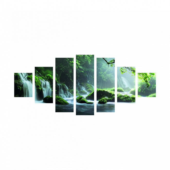 Tablou canvas 7 piese - Cascada in adancul padurii [2]