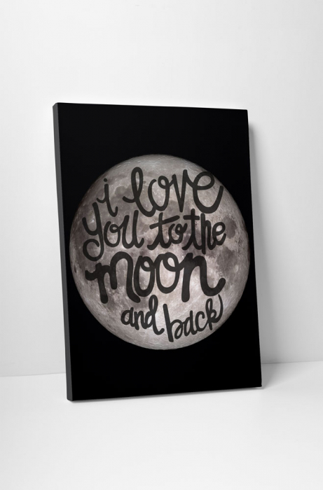 Tablou canvas : To the moon and back - Negru [1]