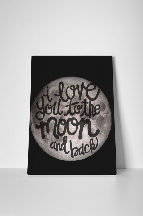 Tablou canvas : To the moon and back - Negru [2]