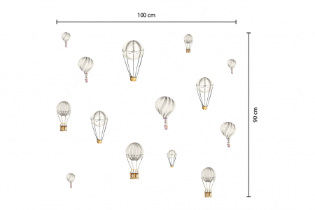 Sticker Watercolour Hot Air Balloons – Grey [2]