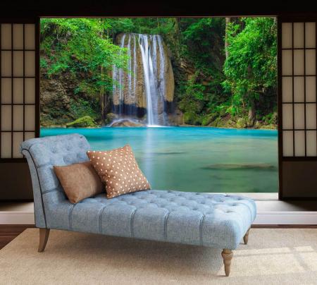 Fototapet - Fototapet vinyl cu efect 3D Usa Shoji - Cascada orientala - 360x240 cm