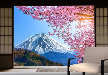 Fototapet - Fototapet vinyl cu efect 3D Usa Shoji - Muntele Fuji - 360x240 cm