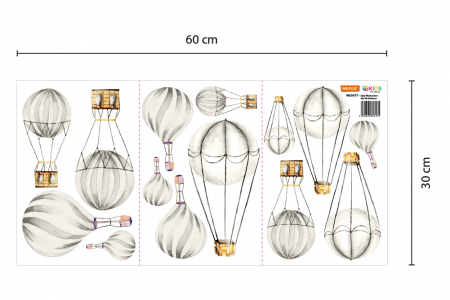 Sticker Watercolour Hot Air Balloons – Grey [3]