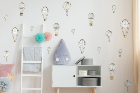 Sticker Watercolour Hot Air Balloons – Grey [0]