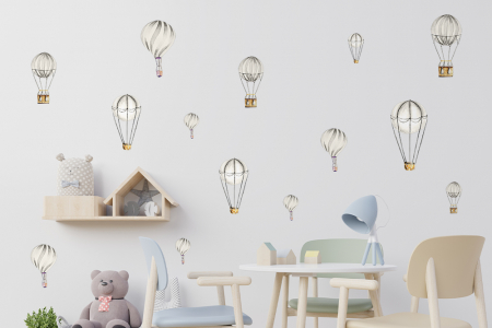 Sticker Watercolour Hot Air Balloons – Grey [1]