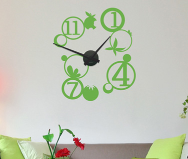 Ceasuri de perete - Sticker Ceas cu bule si fructe