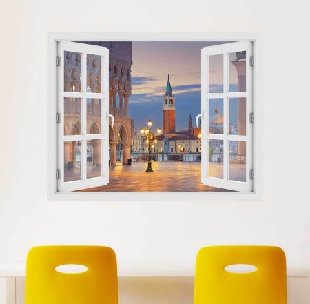 Fereastra cu efect 3D - Piata Sf. Marcu din Venetia - 119x93 cm [1]