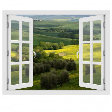 Fereastra cu efect 3D - Coline din Toscana, Italia - 119x93 cm [2]
