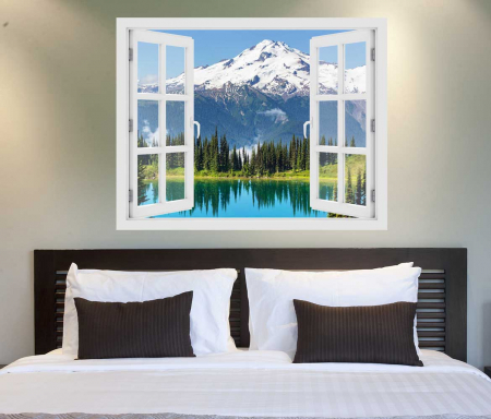 Stickere - Fereastra cu efect 3D - Glacier Peak, Washington - 119x93 cm
