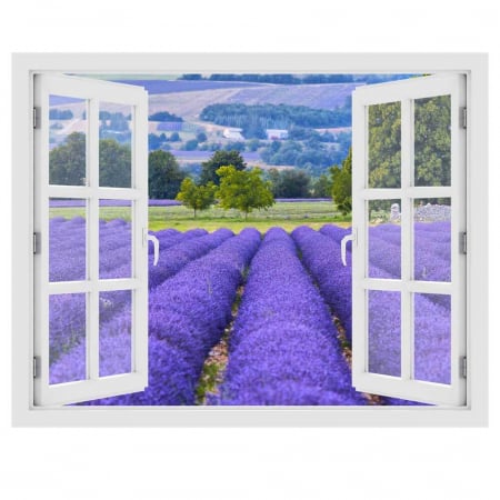Fereastra cu efect 3D - Camp de Lavanda in Provence - 119x93 cm [2]
