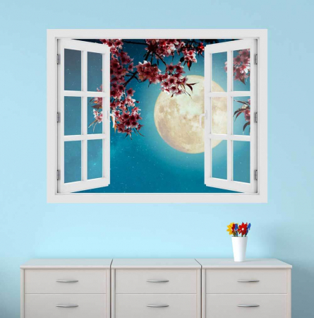 Fereastra cu efect 3D - Cires inflorit - 119x93 cm [1]