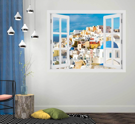 Fereastra cu efect 3D - Santorini, Grecia - 119x93 cm [1]