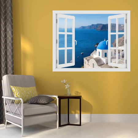 Fereastra cu efect 3D - Satul Oia, Insula Santorini - 119x93 cm [1]