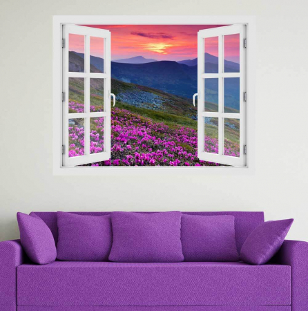 Fereastra cu efect 3D - Covoras de rododendron - 119x93 cm [1]