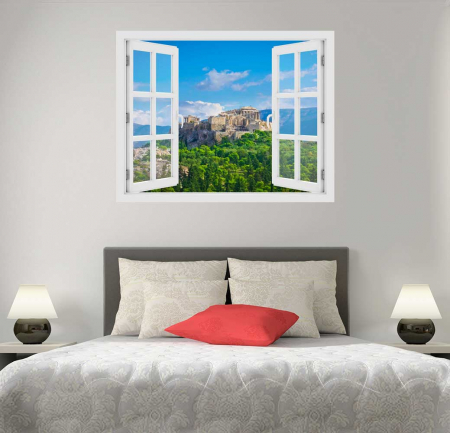 Stickere - Fereastra cu efect 3D - Acropole, Grecia - 119x93 cm