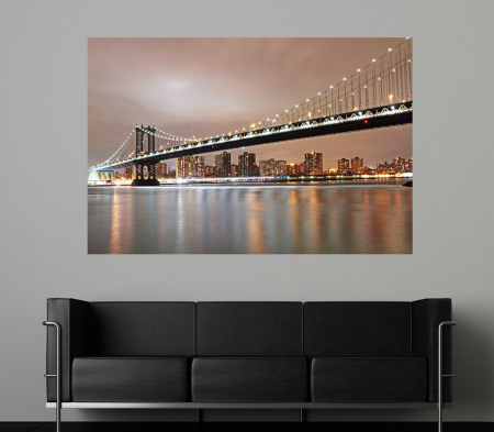 Stickere tip tablou - Brooklyn Bridge at Night