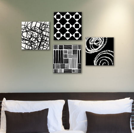 Set de 4 tablouri : Black and White [3]