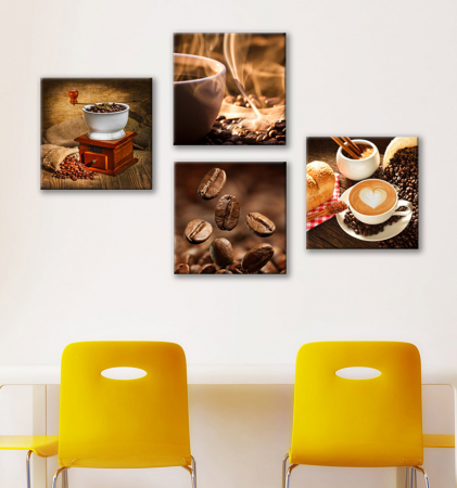 MultiCanvas - Set de 4 tablouri : Cafea