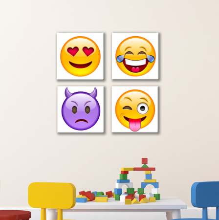 MultiCanvas - Set de 4 tablouri : Emojis