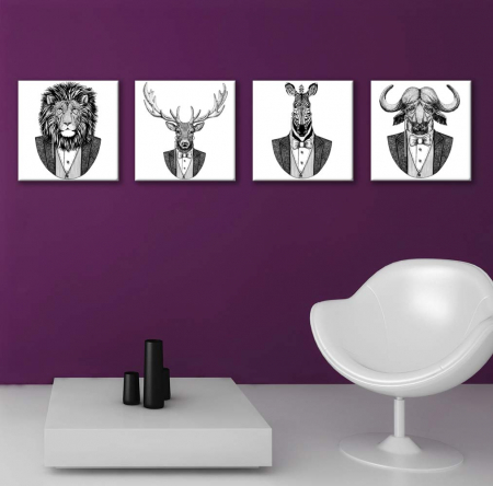 Set de 4 tablouri : Animale Hipster [1]