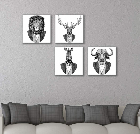Set de 4 tablouri : Animale Hipster [3]
