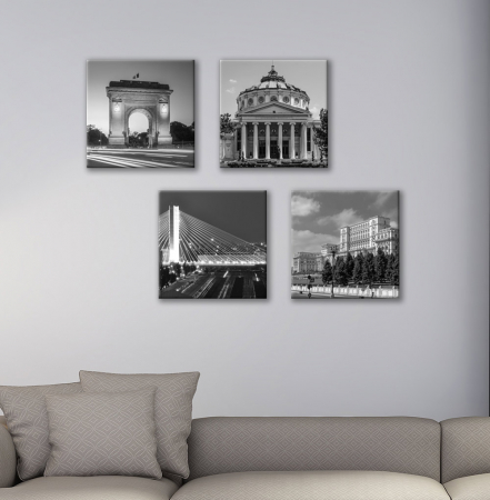 MultiCanvas - Set de 4 tablouri : Bucharest, my love !