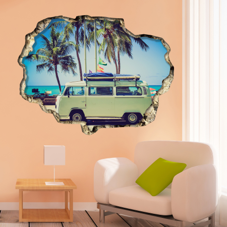 Stickere cu efect 3D - Sticker View Through The 3D Wall – Camper Van