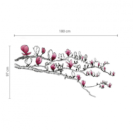 Sticker Magnolia and Colourful Butterflies [2]