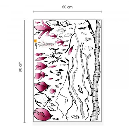 Sticker Magnolia and Colourful Butterflies [3]