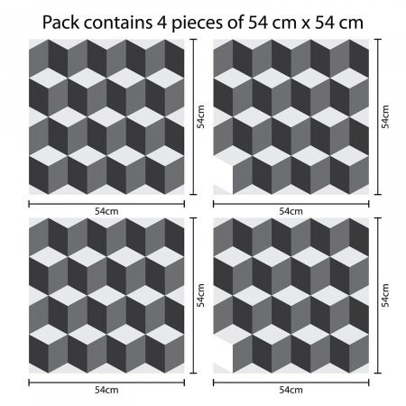 Sticker 3D Cubes Pattern x 4 buc [3]