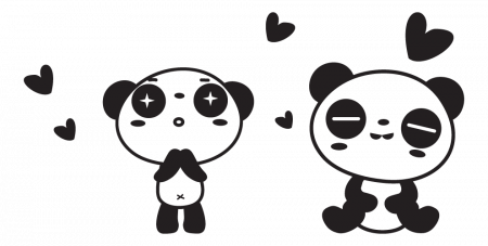 Sticker auto - Cuplu panda indragostit [1]