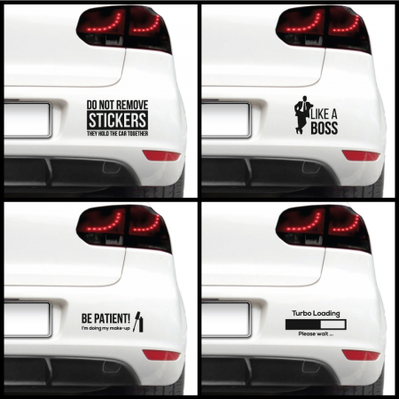 Amuzante - Sticker auto - Texte haioase (pachet)