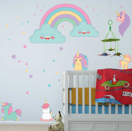 Copii - Sticker Plansa cu Unicorni