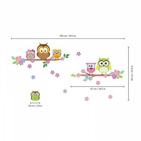 Sticker Owl Flowers Trees [3]