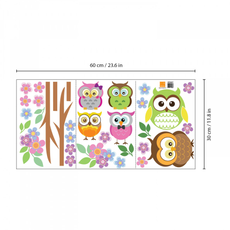 Sticker Owl Flowers Trees [4]
