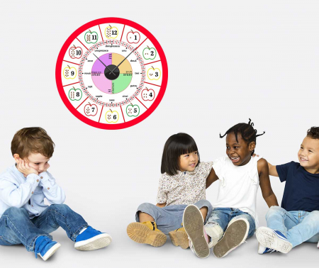 Sticker ceas de perete educativ - Rosu [2]