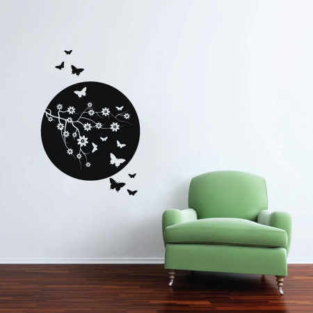Casă - Sticker Creanga cu fluturi