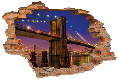 Privire prin perete - Sticker cu efect 3D - Brooklyn Bridge