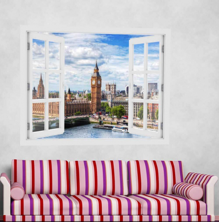 Stickere - Fereastra cu efect 3D - Westminster Bridge, Londra - 119x93 cm