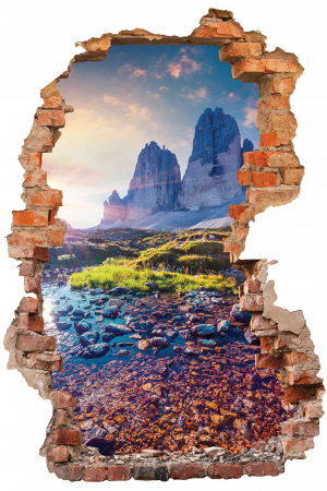 Privire prin perete - Sticker cu efect 3D - Tre Cime di Lavaredo