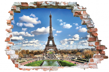 Privire prin perete - Sticker cu efect 3D - Turnul Eiffel