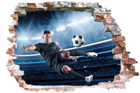 Privire prin perete - Sticker cu efect 3D - Fotbalist