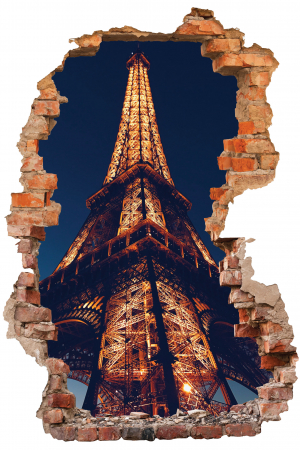 Privire prin perete - Sticker cu efect 3D - Turnul Eiffel de jos
